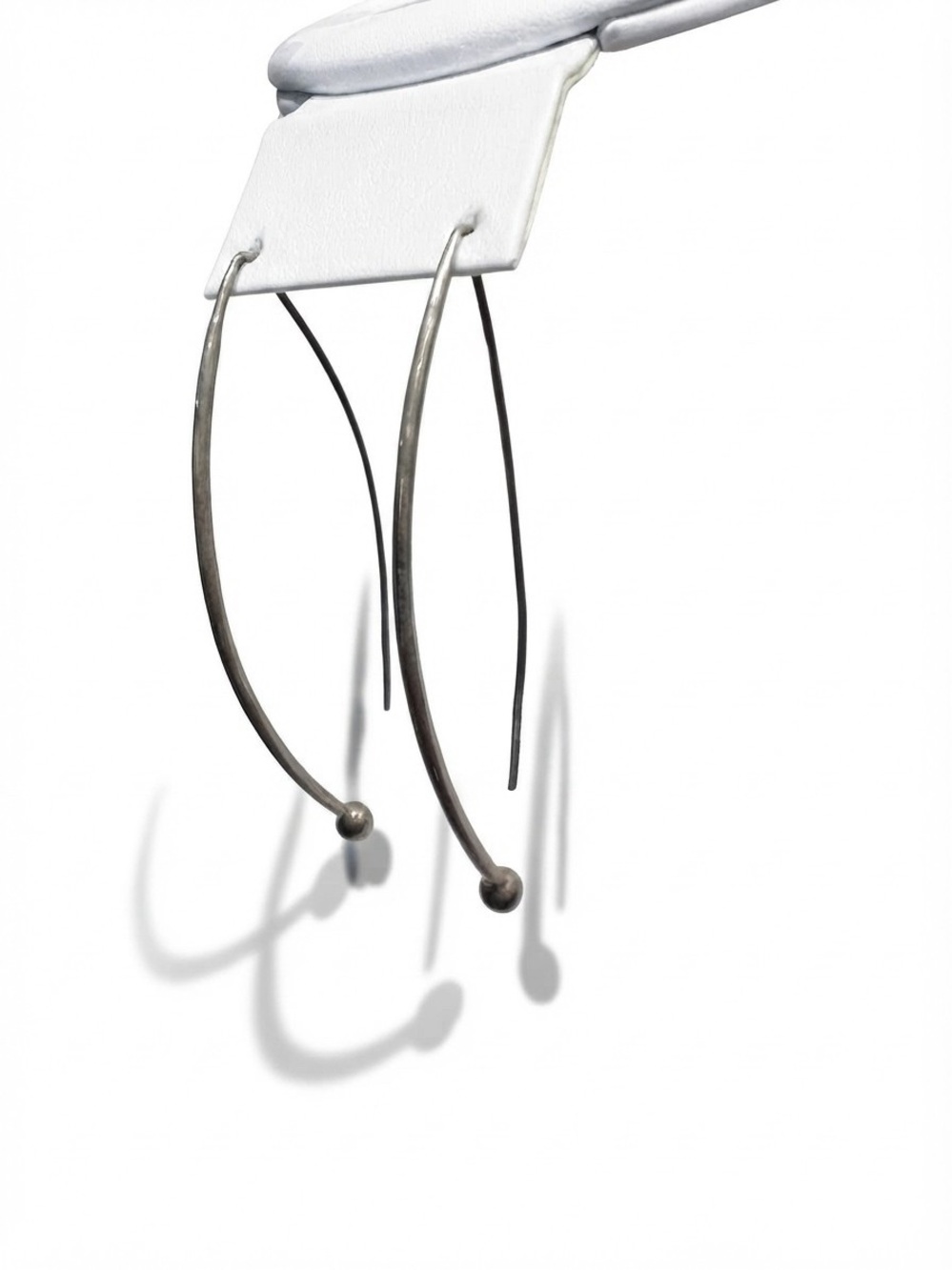 Silpada Silver Open Hoop Threader Earrings with Ball Accent